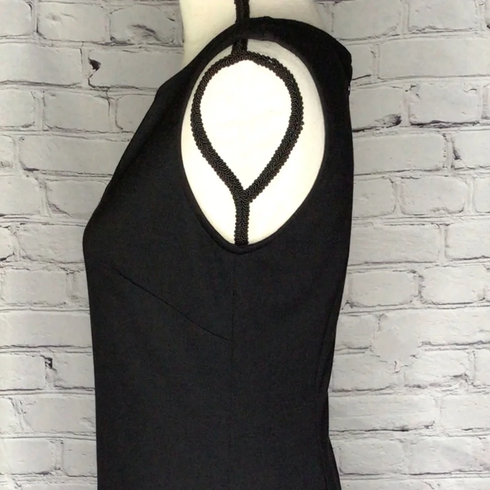 Banana Republic Factory Black Sleeveless Body Contour Dress Front Keyhole 2 NWT